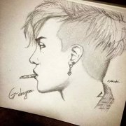 权志龙好看的素描图片