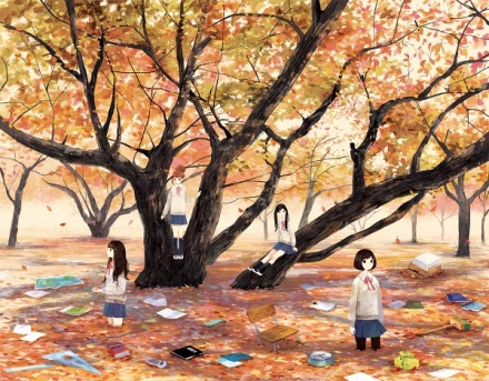 长大了,简单很幸福 唯美小清新插画