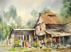 乡村风景水彩画图片 避免听见谎言最好的方法就是不要问